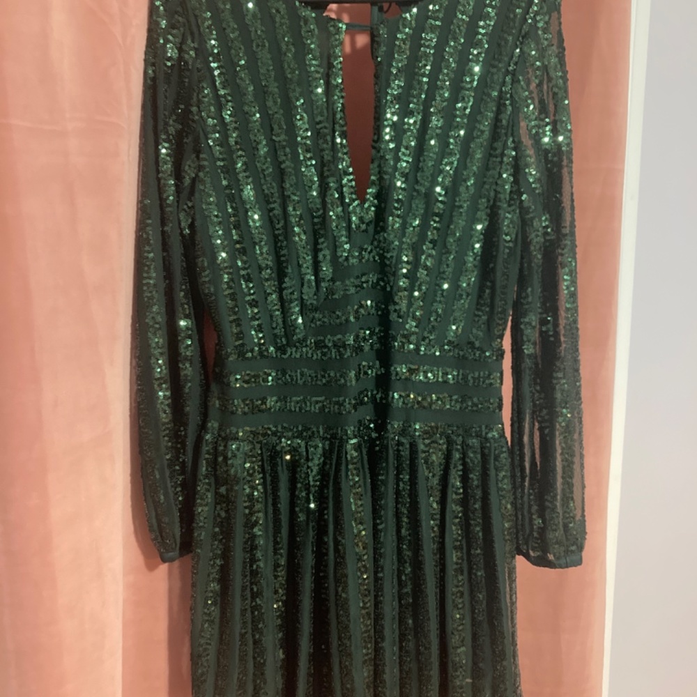 NEW Anthropologie Size 10 Green Sequined Open-Back Mini Dress Sequin PARTY - Picture 5 of 6